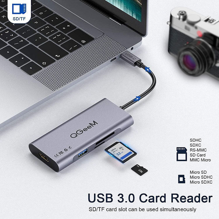 Lisslune | QGeeM 7 In 1 Multifunctional USB3.0 TYPE-C Expansion HUB Adapter (QG-UH07-3 V1)