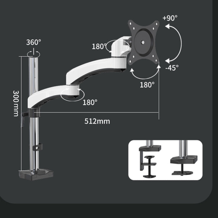 Lisslune | Gibbon Mounts FE112 Aluminum Alloy Lift and Rotate LCD Computer Monitor Mount (Clip-Desk)