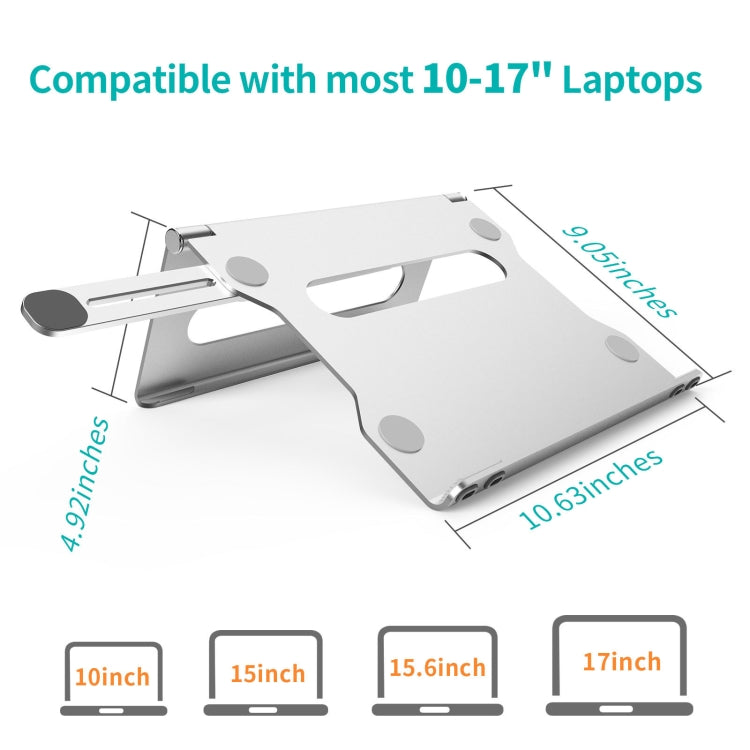 Lisslune | Aluminum Alloy Laptop Stand Foldable Tablet Notebook Cooling Stand (Silver)