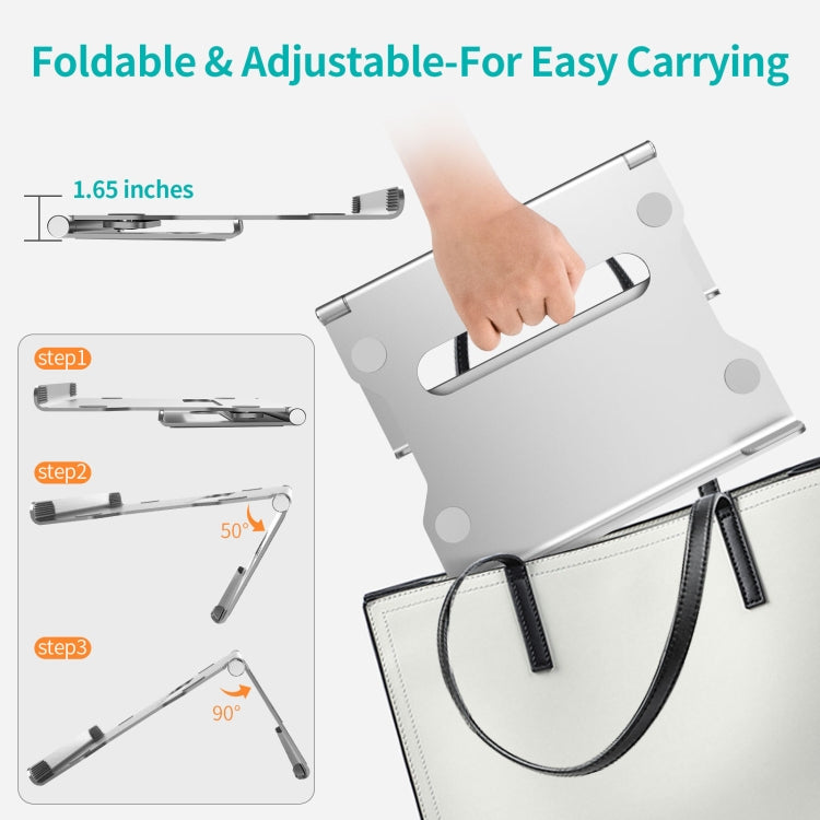 Lisslune | Aluminum Alloy Laptop Stand Foldable Tablet Notebook Cooling Stand (Silver)