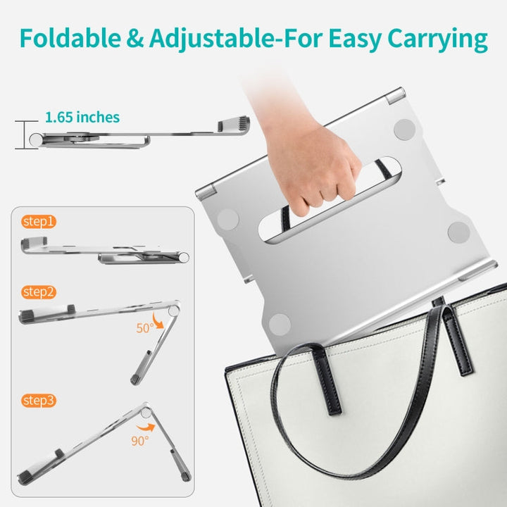 Lisslune | Aluminum Alloy Laptop Stand Foldable Tablet Notebook Cooling Stand (Silver)