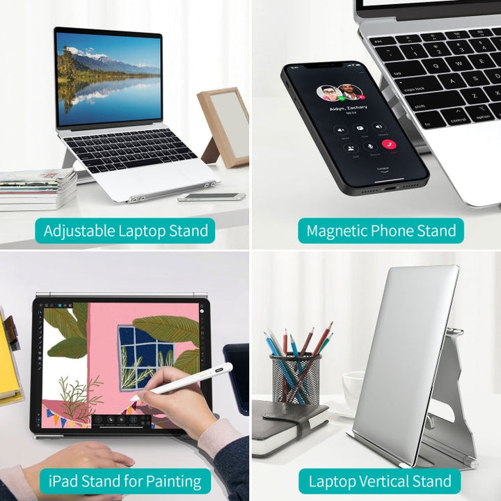 Lisslune | Aluminum Alloy Laptop Stand Foldable Tablet Notebook Cooling Stand (Silver)