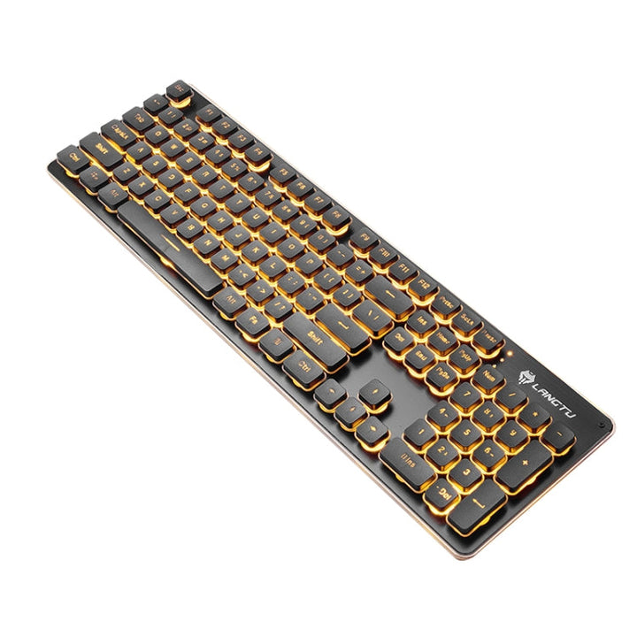 Lisslune | LANGTU L1 104 Keys USB Home Office Film Luminous Wired Keyboard, Cable Length: 1.6 m (Orange Light Black)