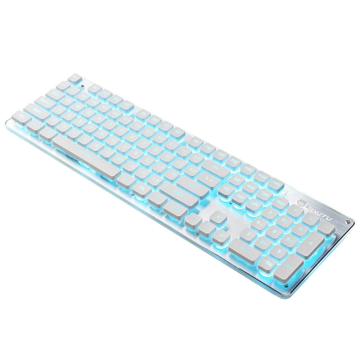 Lisslune | LANGTU L1 104 Keys USB Home Office Film Illuminated Wired Keyboard, Cable Length: 1.6 m (Ice Blue Light Silver White)