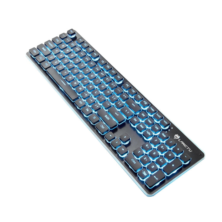 Lisslune | LANGTU L1 104 Keys USB Home Office Film Illuminated Wired Keyboard, Cable Length: 1.6 m (Ice Blue Light Black)
