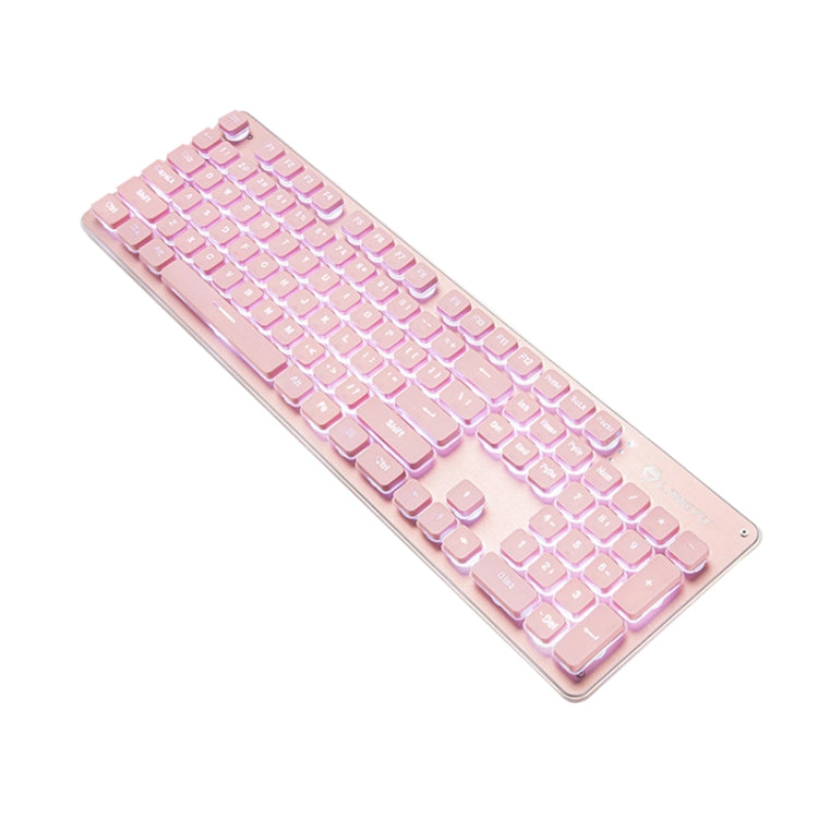 Lisslune | LANGTU L1 104 Keys USB Home Office Film Illuminated Wired Keyboard, Cable Length: 1.6 m (White Light Pink)