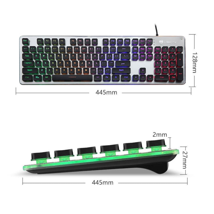 Lisslune | LANGTU L1 104 Keys USB Home Office Film Illuminated Wired Keyboard, Cable Length: 1.6 m (Ice Blue Light Black)