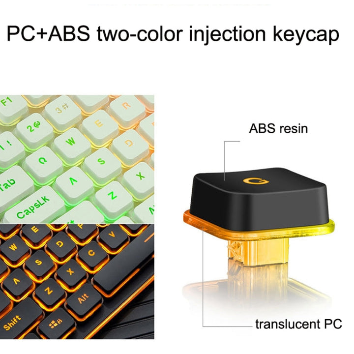 Lisslune | LANGTU L1 104 Keys USB Home Office Film Illuminated Wired Keyboard, Cable Length: 1.6 m (Ice Blue Light Black)