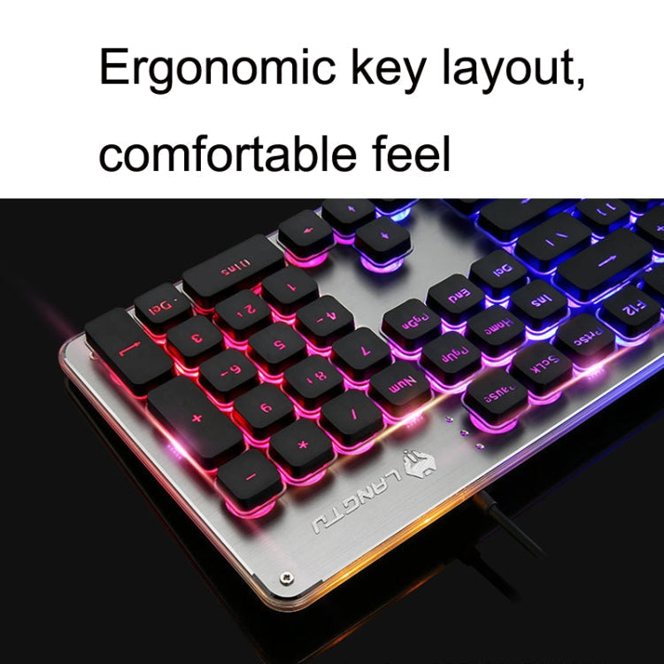 Lisslune | LANGTU L1 104 Keys USB Home Office Film Illuminated Wired Keyboard, Cable Length: 1.6 m (Ice Blue Light Black)