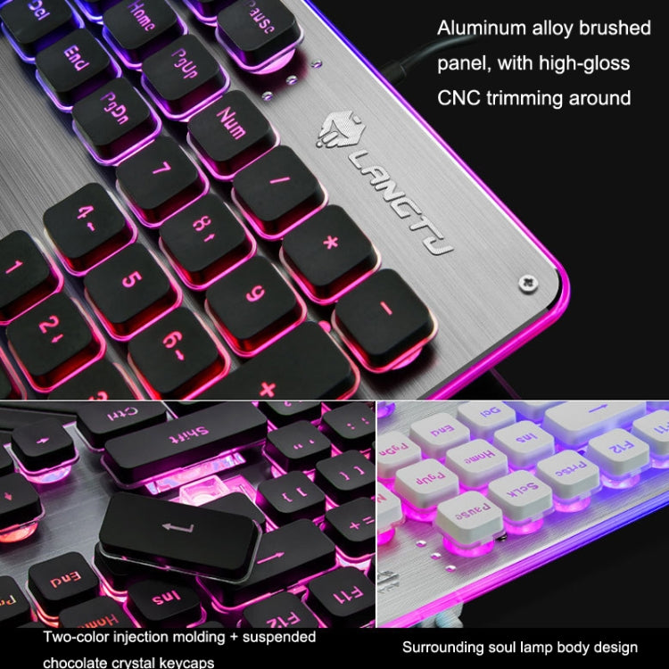 Lisslune | LANGTU L1 104 Keys USB Home Office Film Illuminated Wired Keyboard, Cable Length: 1.6 m (Ice Blue Light Black)