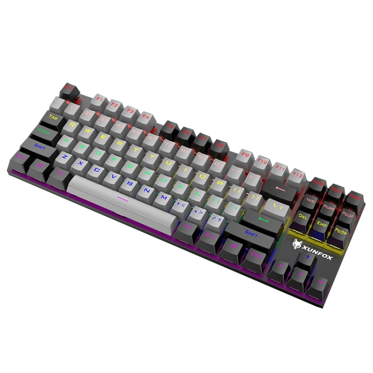 Lisslune | XUNFOX K80 87 Keys Wired Gaming Mechanical Illuminated Keyboard, Cable Length: 1.5m (Gray Black)