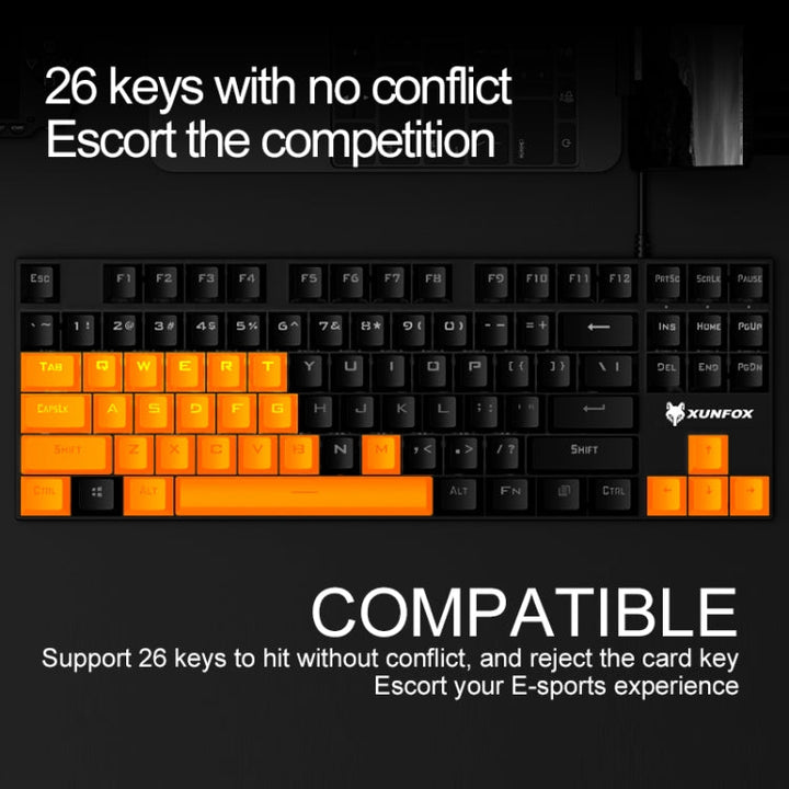 Lisslune | XUNFOX K80 87 Keys Wired Gaming Mechanical Illuminated Keyboard, Cable Length: 1.5m (Blue White)