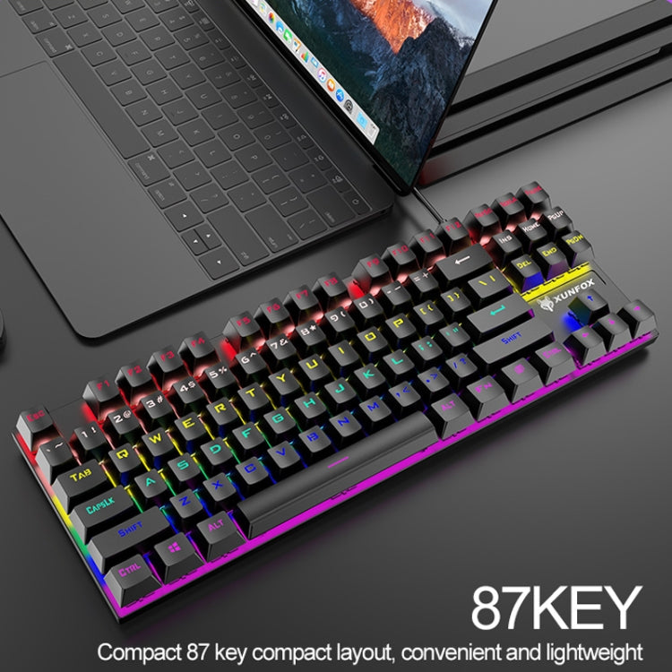 Lisslune | XUNFOX K80 87 Keys Wired Gaming Mechanical Illuminated Keyboard, Cable Length: 1.5 m (Pink White)