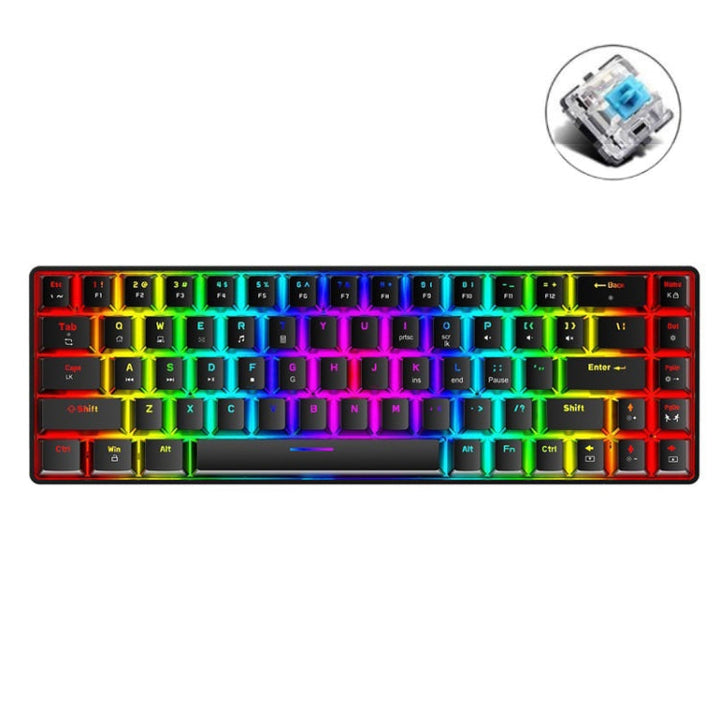 Lisslune | ZIYOU LANG T8 68 Keys RGB Illuminated Gaming Mechanical Keyboard, Cable Length: 1.6m (Black Green Shaft)