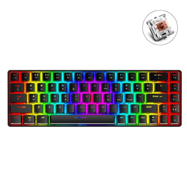 Lisslune | ZIYOU LANG T8 68 Keys RGB Illuminated Gaming Mechanical Keyboard, Cable Length: 1.6m (Black Tea Shaft)