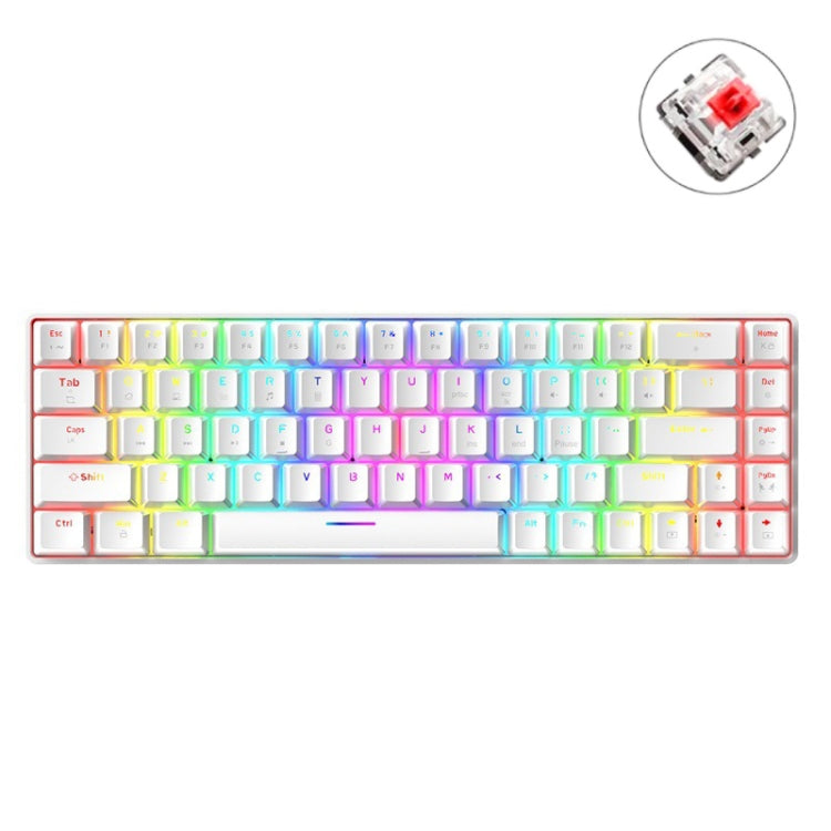 Lisslune | ZIYOU LANG T8 68 Keys RGB Illuminated Gaming Mechanical Keyboard, Cable Length: 1.6m (White Red Shaft)