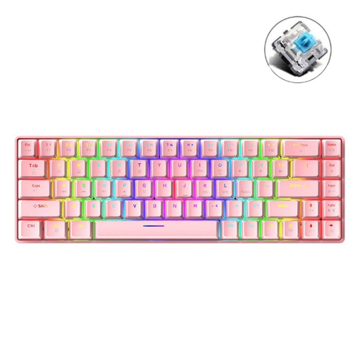 Lisslune | ZIYOU LANG T8 68 Keys RGB Illuminated Gaming Mechanical Keyboard, Cable Length: 1.6 m (Pink Green Shaft)