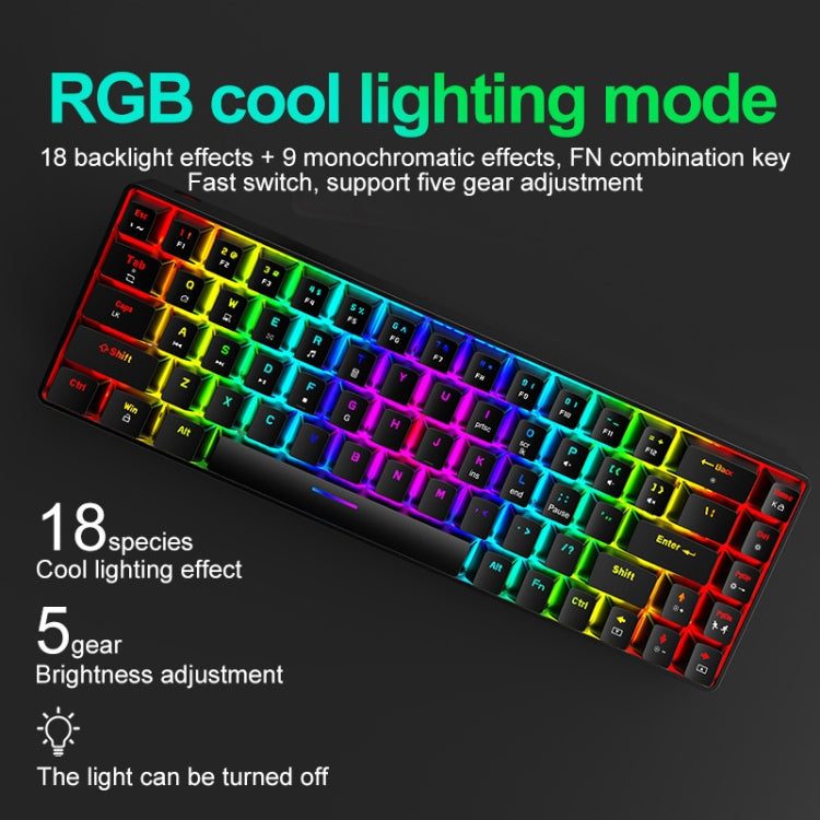 Lisslune | ZIYOU LANG T8 68 Keys RGB Illuminated Gaming Mechanical Keyboard, Cable Length: 1.6 m (White Green Shaft)
