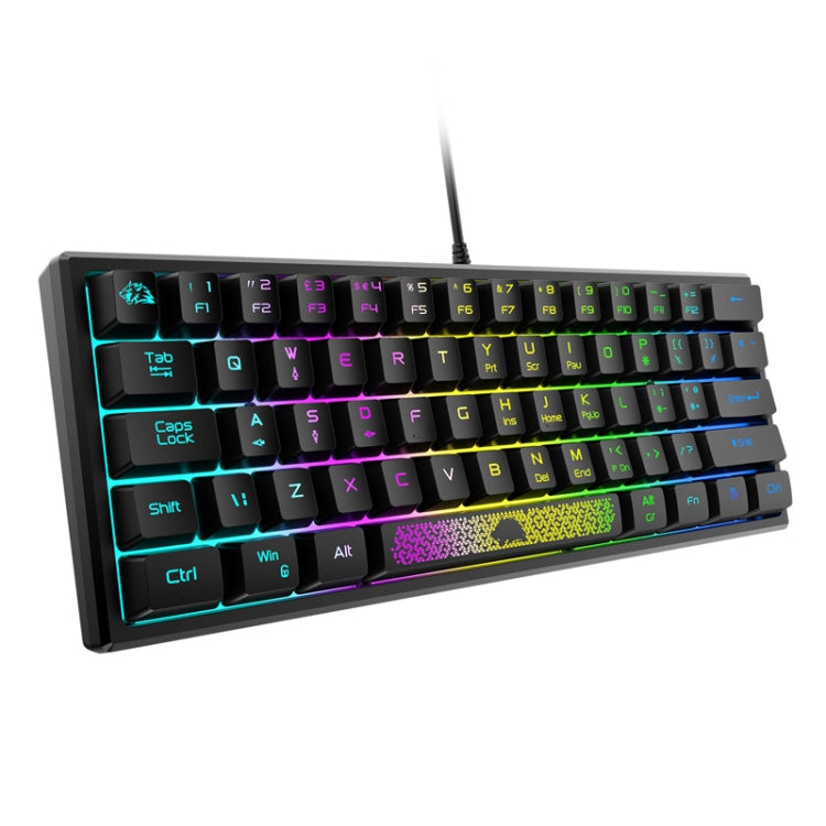 Lisslune | ZIYOU LANG K61 62 Keys RGB Lighting Mini Gaming Wired Keyboard, Cable Length: 1.5 m (Black)