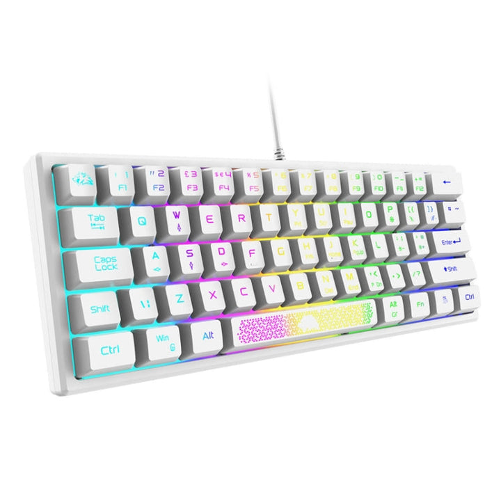 Lisslune | ZIYOU LANG K61 62 Keys RGB Lighting Mini Gaming Wired Keyboard, Cable Length: 1.5m (White)