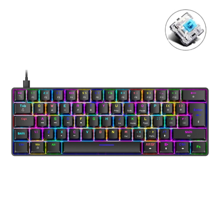 Lisslune | ZIYOU LANG T60 62-Key RGB Illuminated Mechanical Wired Keyboard, Cable Length: 1.5 m (Black Green Shaft)