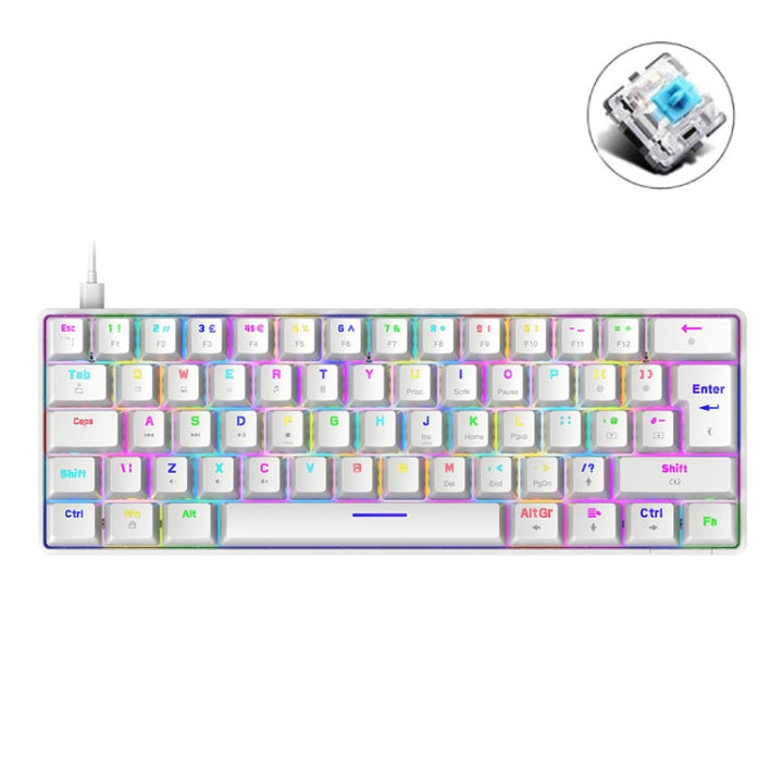 Lisslune | ZIYOU LANG T60 62-Key RGB Illuminated Mechanical Wired Keyboard, Cable Length: 1.5 m (White Green Shaft)