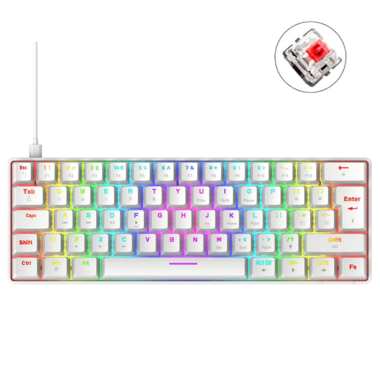 Lisslune | ZIYOU LANG T60 62-Key RGB Illuminated Mechanical Wired Keyboard, Cable Length: 1.5m (White Red Shaft)