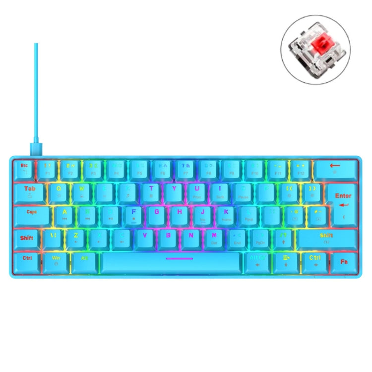 Lisslune | ZIYOU LANG T60 62-Key RGB Illuminated Mechanical Wired Keyboard, Cable Length: 1.5 m (Blue Red Shaft)