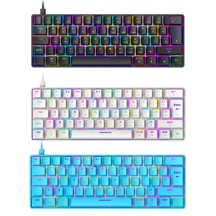Lisslune | ZIYOU LANG T60 62-Key RGB Illuminated Mechanical Wired Keyboard, Cable Length: 1.5 m (White Green Shaft)