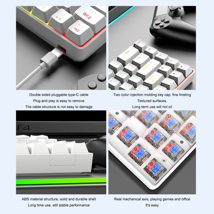 Lisslune | ZIYOU LANG T60 62-Key RGB Illuminated Mechanical Wired Keyboard, Cable Length: 1.5m (White Red Shaft)