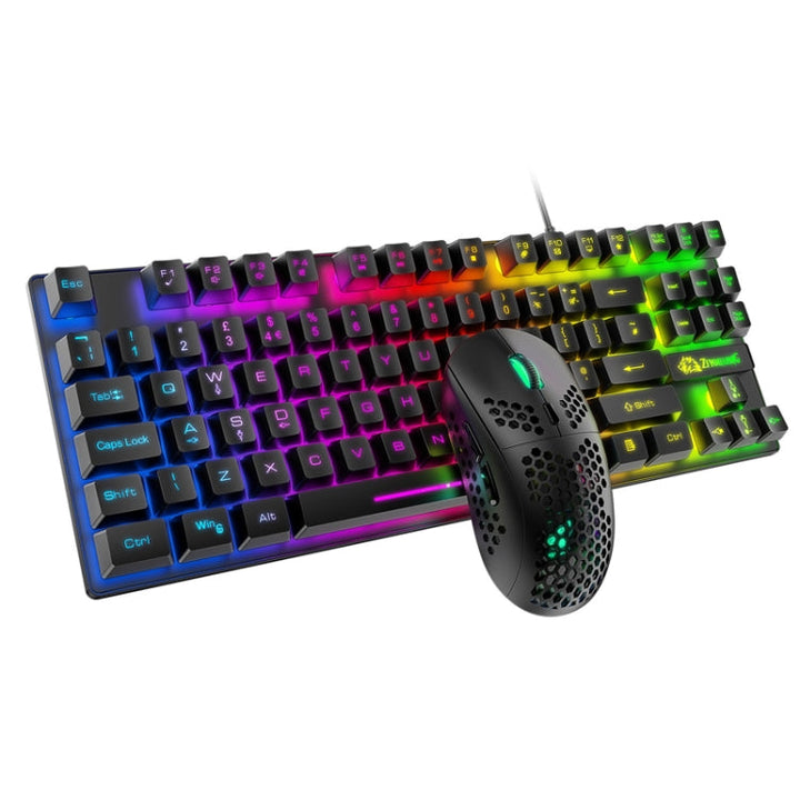 Lisslune | ZIYOU LANG T2 88 Keys Gaming Mechanical Luminous Keyboard and Mouse Set, Cable Length: 1.6 m (Black)