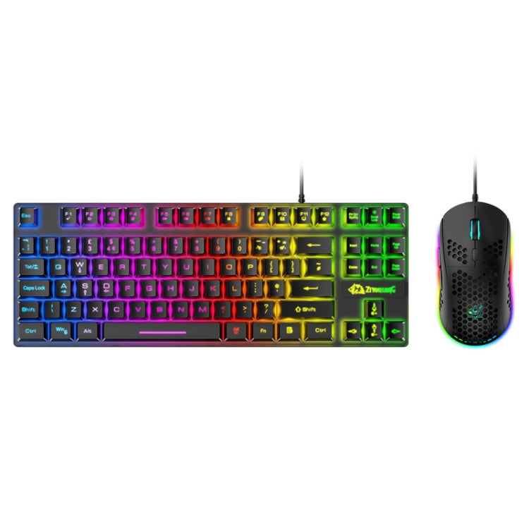 Lisslune | ZIYOU LANG T2 88 Keys Gaming Mechanical Luminous Keyboard and Mouse Set, Cable Length: 1.6 m (Black)