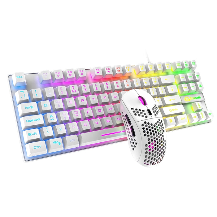 Lisslune | ZIYOU LANG T2 88 Keys Gaming Mechanical Illuminated Keyboard and Mouse Set, Cable Length: 1.6m(White)