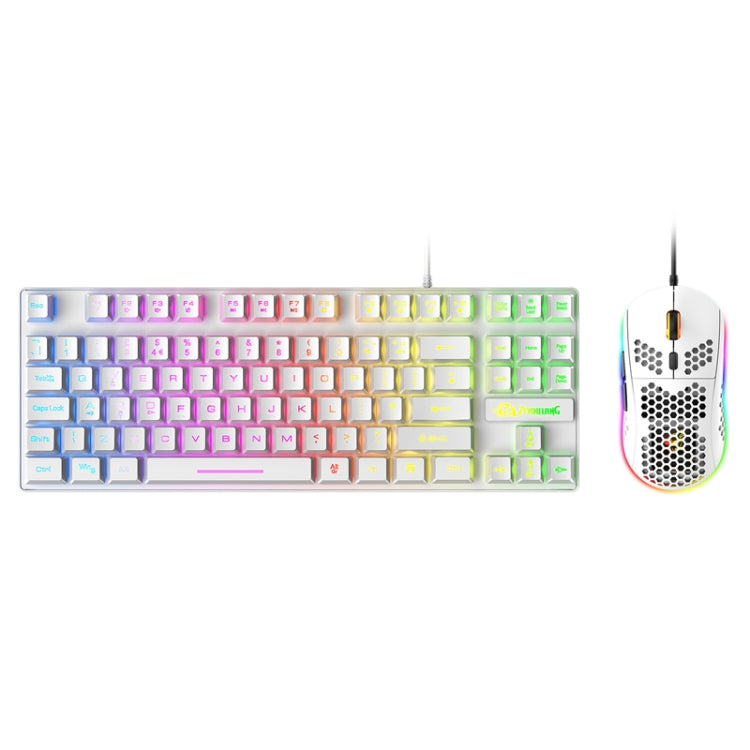 Lisslune | ZIYOU LANG T2 88 Keys Gaming Mechanical Illuminated Keyboard and Mouse Set, Cable Length: 1.6m(White)