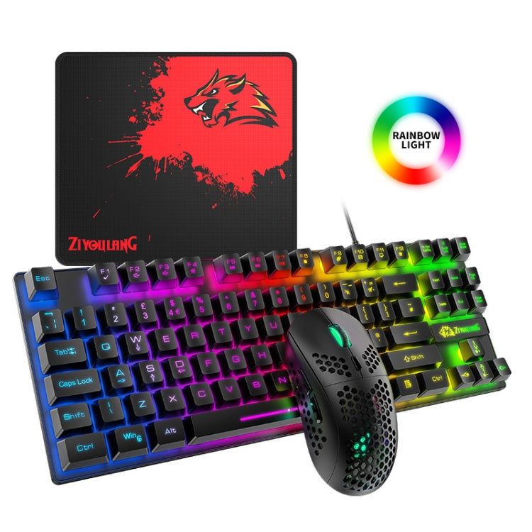 Lisslune | ZIYOU LANG T2 88 Keys Gaming Mechanical Luminous Keyboard and Mouse Set, Cable Length: 1.6 m (Black)