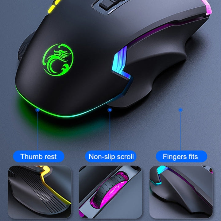 Lisslune | IMICE T70 8-Button 7200DPI RGB Lighting Programmable Wired Gaming Mouse, Cable Length: 1.8 m (Black)