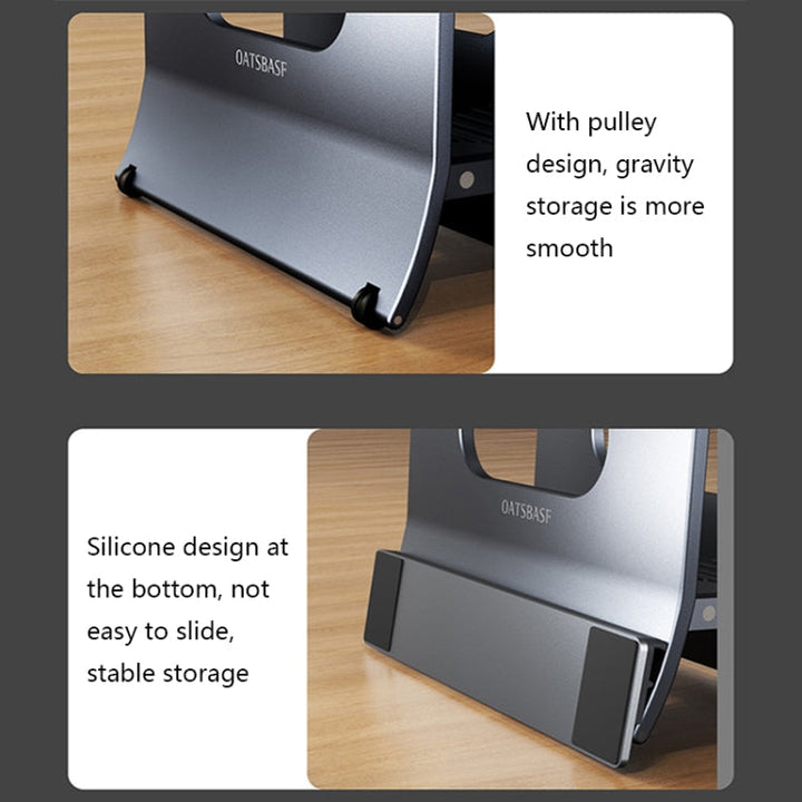 Lisslune | Oatsbasf 03880 H-Type Alloy Laptop Gravity Automatic Storage Rack (Gray)