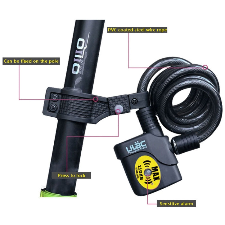 Lisslune | ULAC AL-3P Bicycle Alarm Cable Lock Mountain Bike Lock Bicycle Accessories