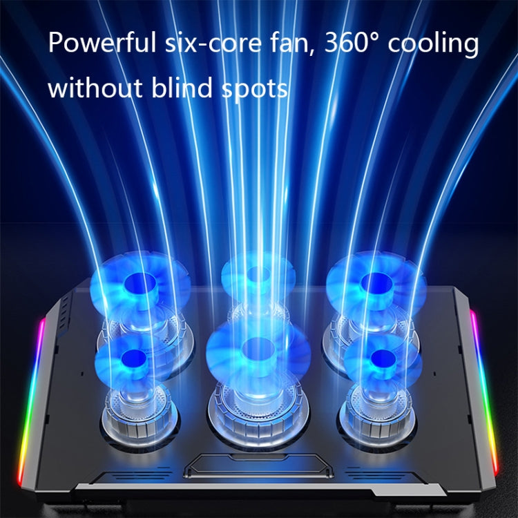 Lisslune | NUOXI Q9 RGB lighting effect laptop cooler (Black)