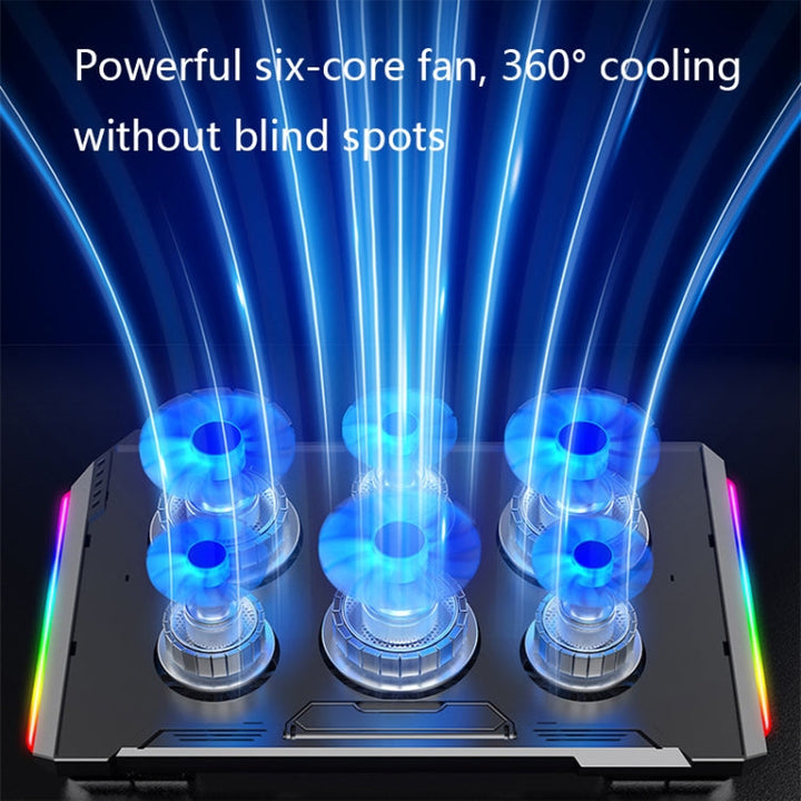 Lisslune | NUOXI Q9 RGB lighting effect laptop cooler (Black)