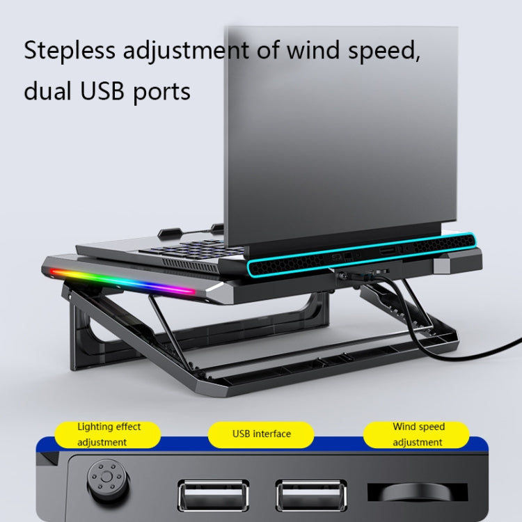 Lisslune | NUOXI Q9 RGB lighting effect laptop cooler (Black)