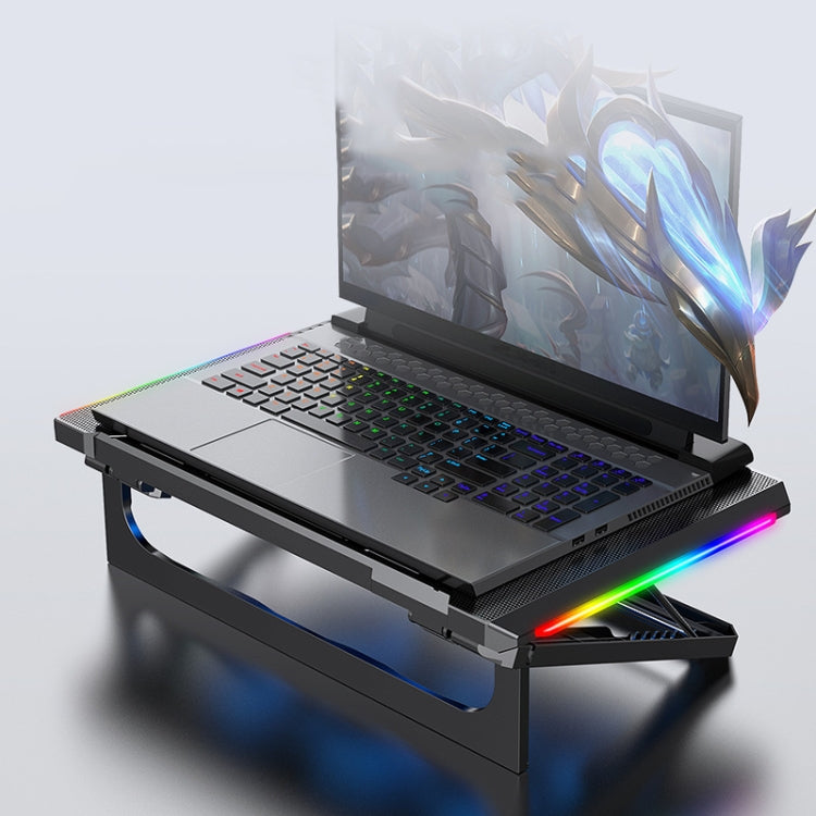 Lisslune | NUOXI Q9 RGB lighting effect laptop cooler (Black)