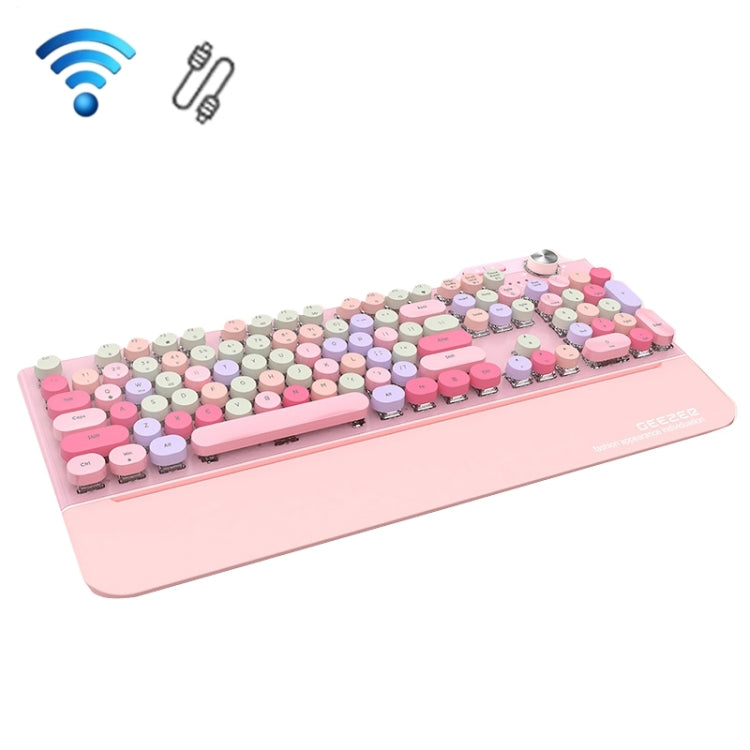 Lisslune | Mofii GEEZER G7 107 Keys Wired / Wireless / Bluetooth Three Mode Mechanical Keyboard, Cable Length: 1.5m (Pink)