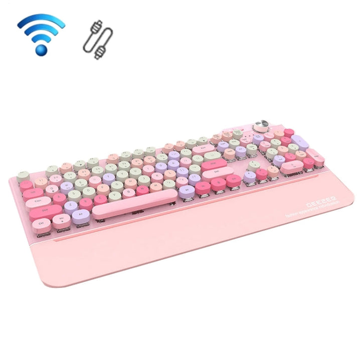 Lisslune | Mofii GEEZER G7 107 Keys Wired / Wireless / Bluetooth Three Mode Mechanical Keyboard, Cable Length: 1.5m (Pink)