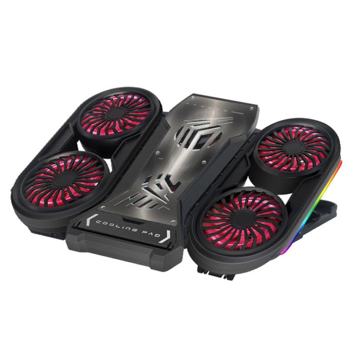 Lisslune | NUOXI Q6 RGB lighting effect laptop radiator with phone holder (Red)