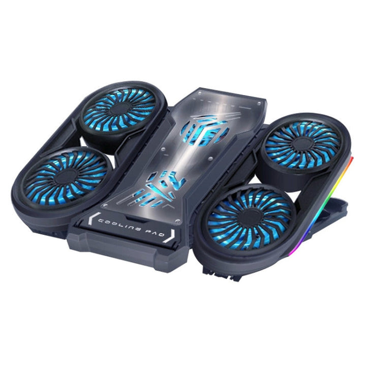 Lisslune | NUOXI Q6 RGB lighting effect laptop cooler with phone holder (Blue)