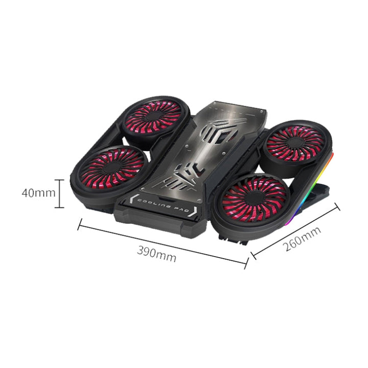 Lisslune | NUOXI Q6 RGB lighting effect laptop radiator with phone holder (Red)