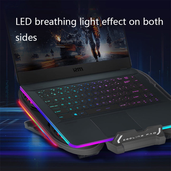 Lisslune | NUOXI Q6 RGB lighting effect laptop cooler with phone holder (Blue)