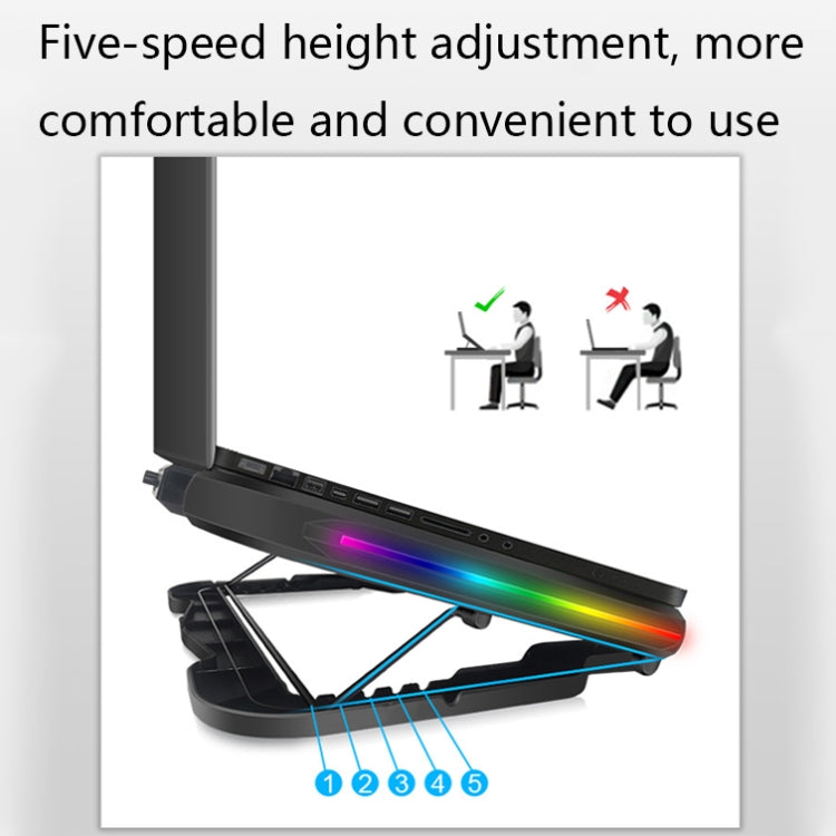 Lisslune | NUOXI Q6 RGB lighting effect laptop radiator with phone holder (Red)
