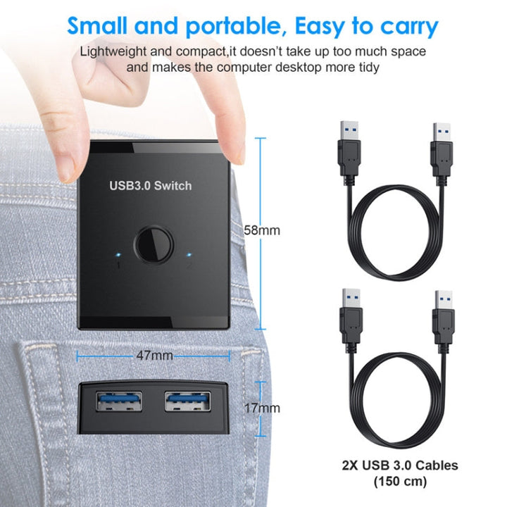 Lisslune | T25 2 In 1 USB3.0 Bidirectional Switch Printer-Shares Splitter (Black)